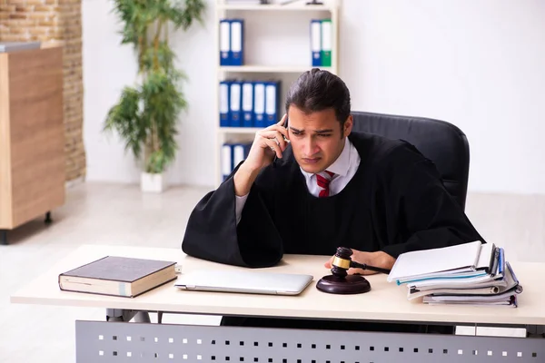 Young male lawyer working in the courthouse