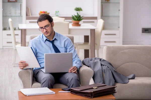 Tired businessman employee working from home — Stock Photo, Image