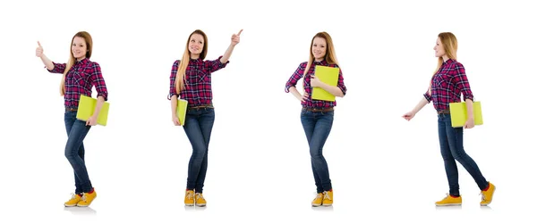 Joven estudiante aislado en blanco — Foto de Stock