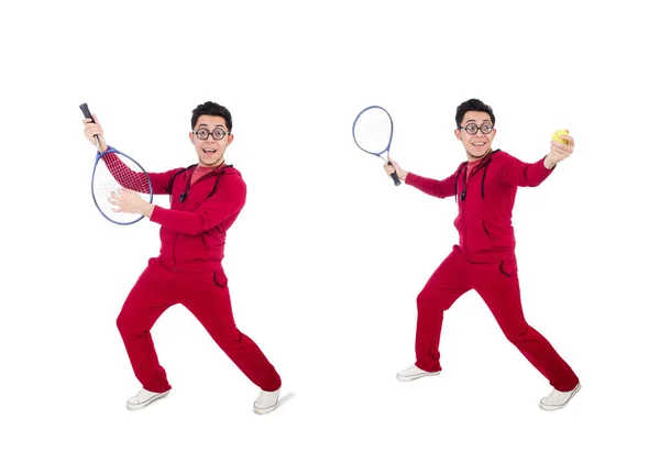 Rolig tennisspelare isolerad på vitt — Stockfoto