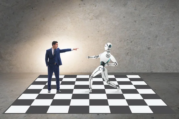 Concept of rivalry between robots and humans — Stock Photo, Image