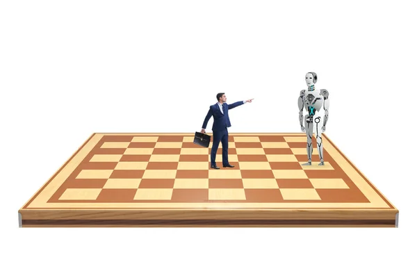 Konzept der Rivalität zwischen Robotern und Menschen — Stockfoto