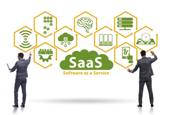 Software come servizio - Concetto SaaS con uomo d'affari — Foto Stock