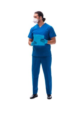 Panik konseptinde genç erkek doktor