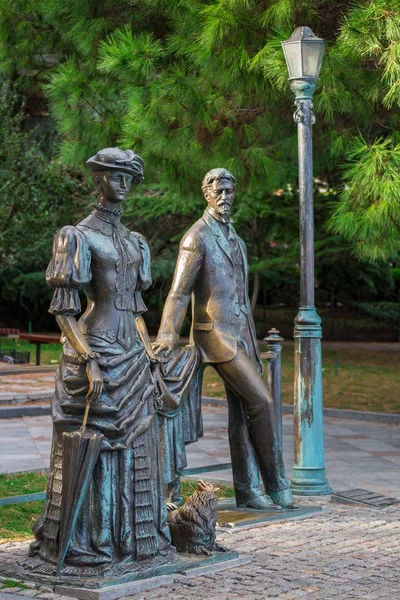 Anton Chekhov and Lady with dog - Monument dedicated to russian writer Chekhov, Yalta, Crimea