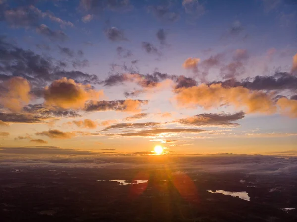Landscape with a beautiful sky at sunset. Aerial photography