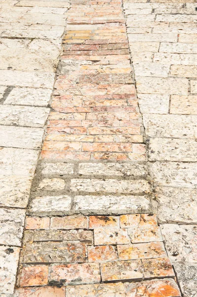 Ancient Paver Stone Pavement Old City Jerusalem Israel — Stock Photo, Image