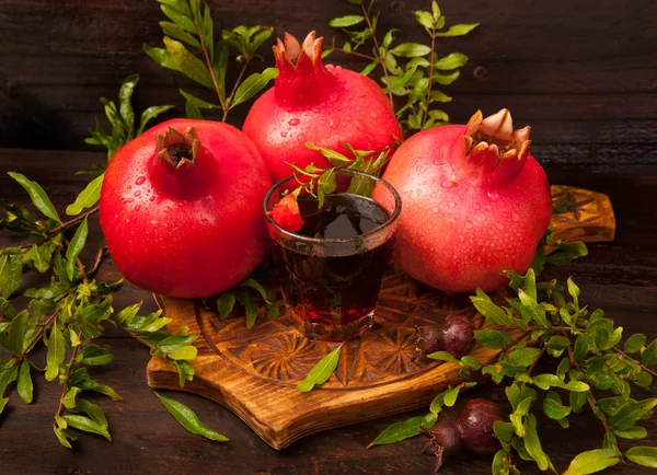 Ripe Fresh Pomegranates Wooden Background — Stock Photo, Image