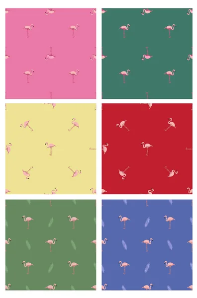 Illustration Mit Nahtlosem Muster Mit Flamingos — Stockvektor