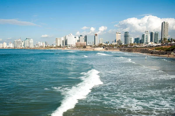 Côte Plage Tel Aviv Avec Vue Sur Mer Méditerranée Les — Photo