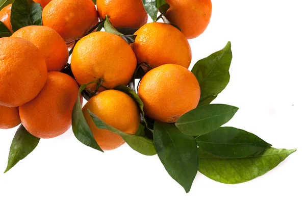 Zralé Čerstvé Mandarinky Bílém Pozadí — Stock fotografie