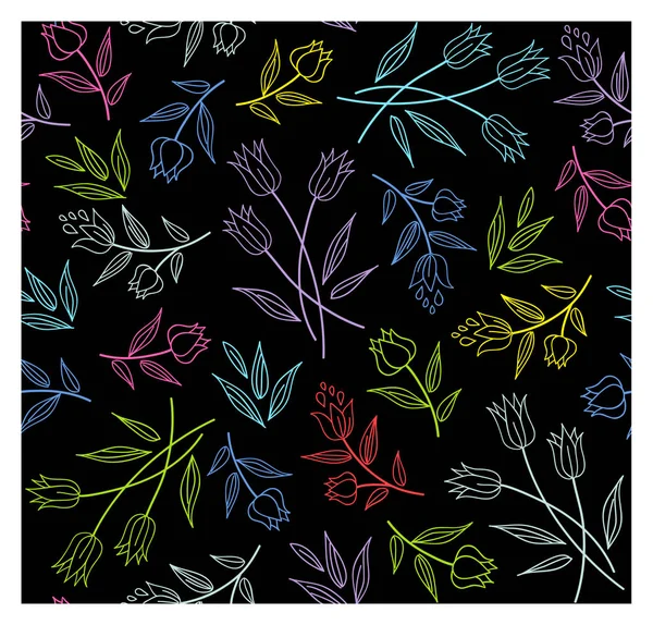 Trendy seamless pattern with colorful flowers. — Stock vektor