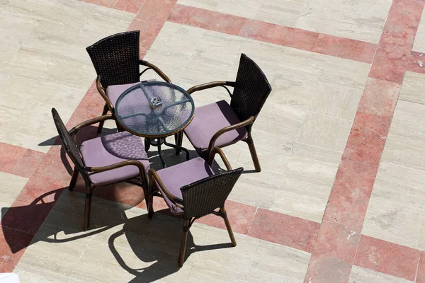 Blick Von Oben Auf Den Freien Tisch Restaurant — Stockfoto