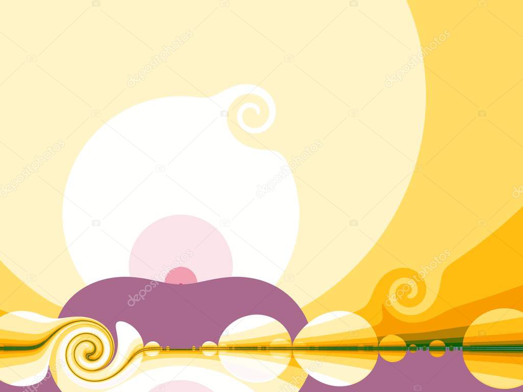 Yellow background with stylized sun