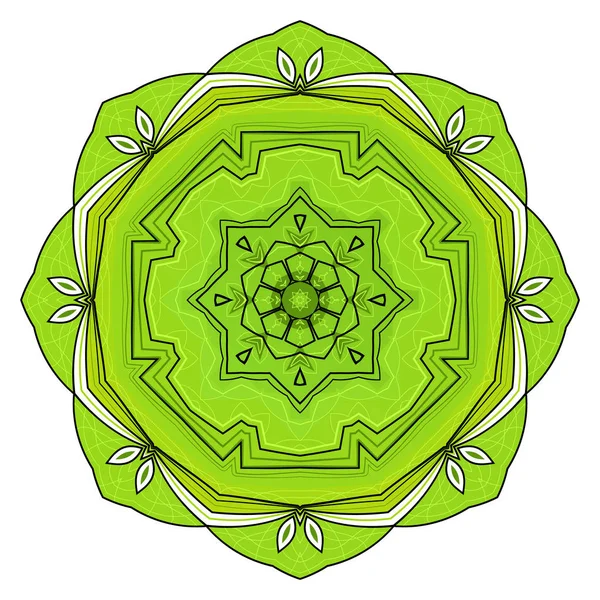 8 先の尖った緑のマンダラ — ストックベクタ