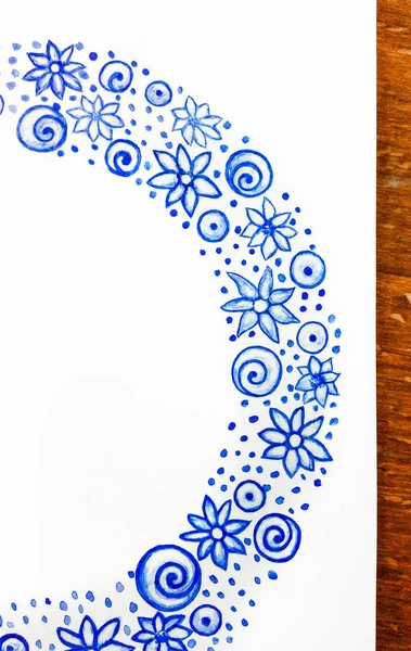 Doodle aquarela. Fita azul — Fotografia de Stock