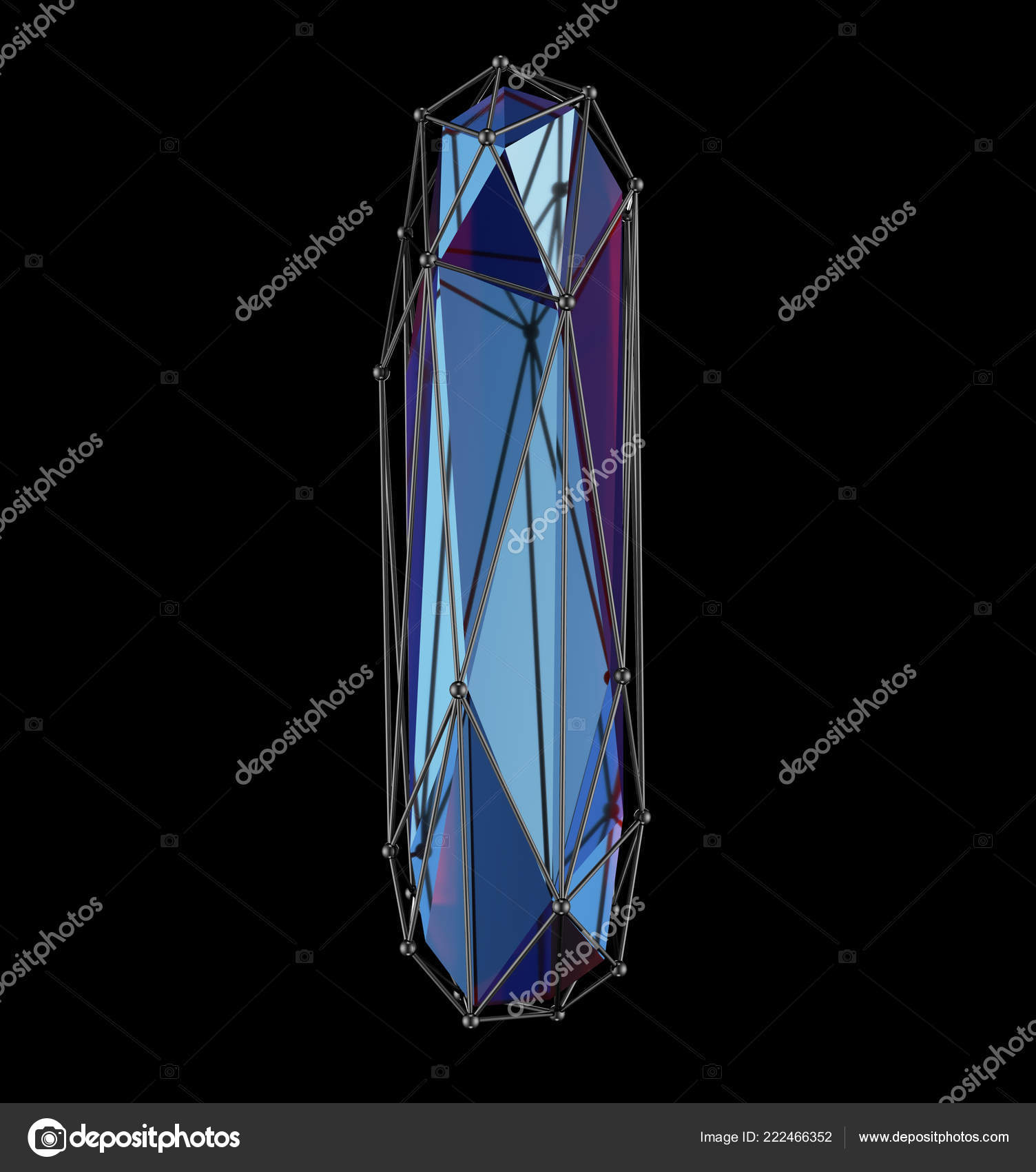 Capital Latin Letter I In Low Poly Style Blue Color Isolated