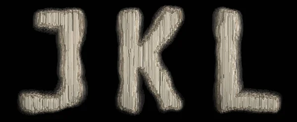 Set of industrial metal alphabet letter J, K, L 3D
