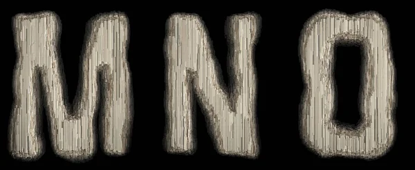 Set of industrial metal alphabet letter M, N, O 3D