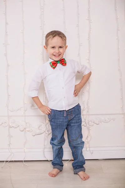 Smiling Boy White Background Studio — Stock Photo, Image