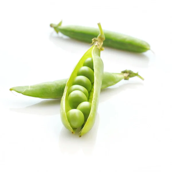 Ripe Raw Pea Pods Seeds Isolated White Background — Stock Photo, Image