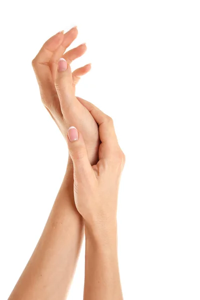 Жіночі Руки Білому Тлі — стокове фото