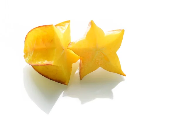 Rijpe Starfruits Geïsoleerd Witte Achtergrond — Stockfoto