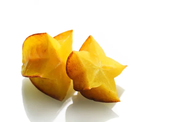 Rijpe Starfruits Geïsoleerd Witte Achtergrond — Stockfoto