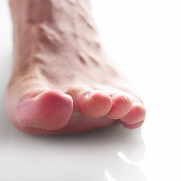 Close View Male Foot Isolated White Background — Stock Photo, Image