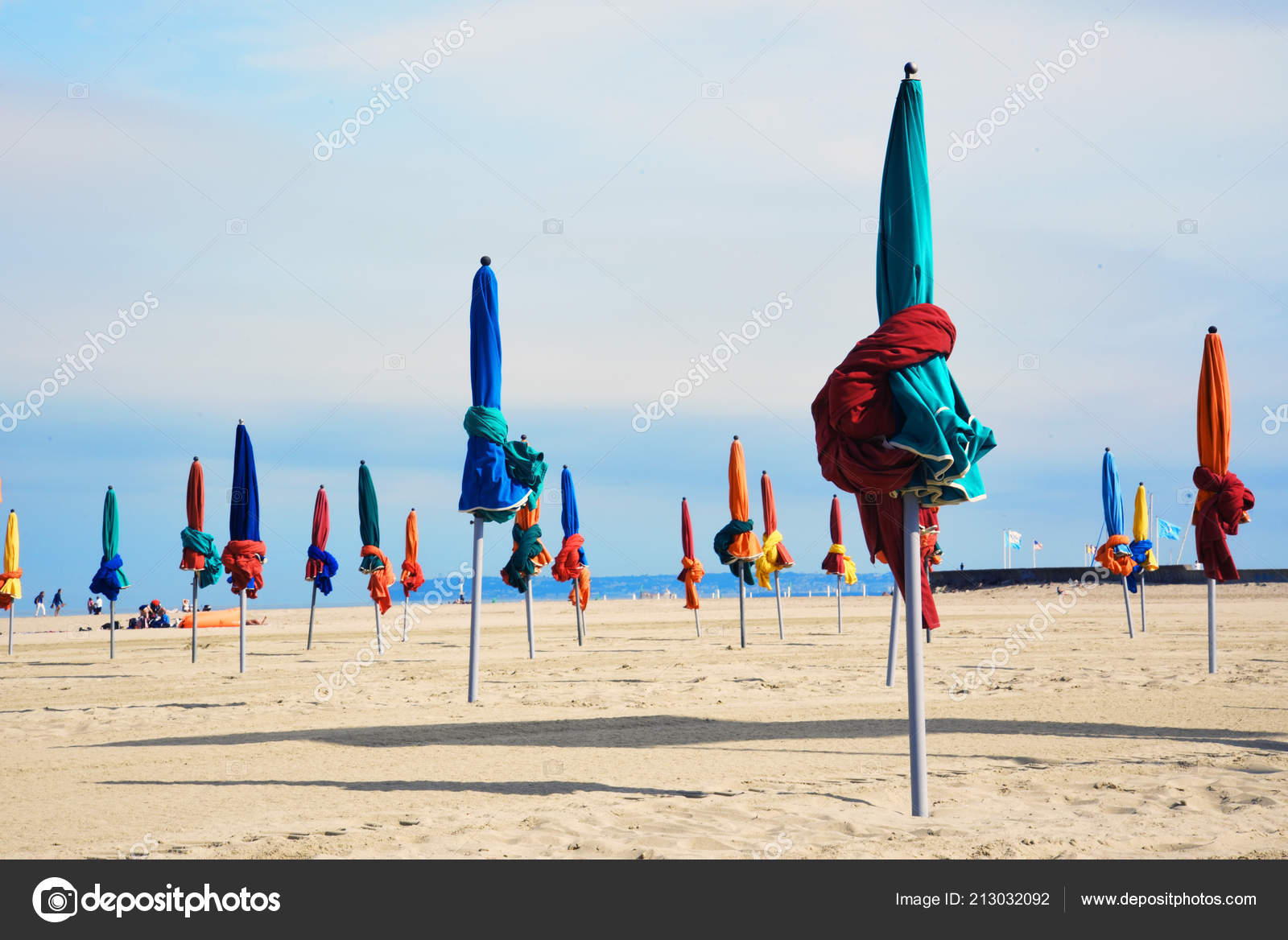 Beach Umbrellas Deauville Fashionable Holiday Resort