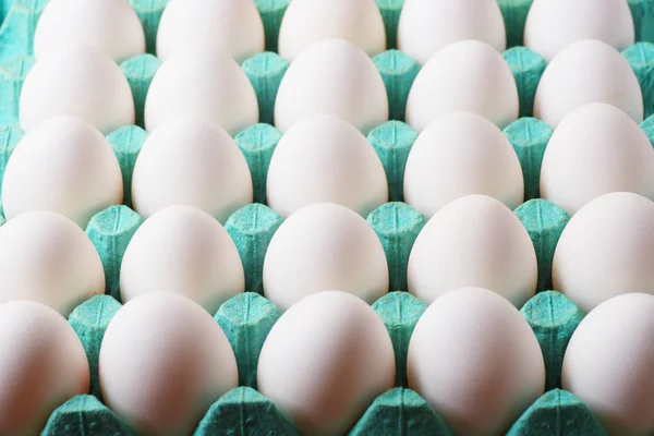 White Eggs Blue Cardboard Box — Stock Photo, Image