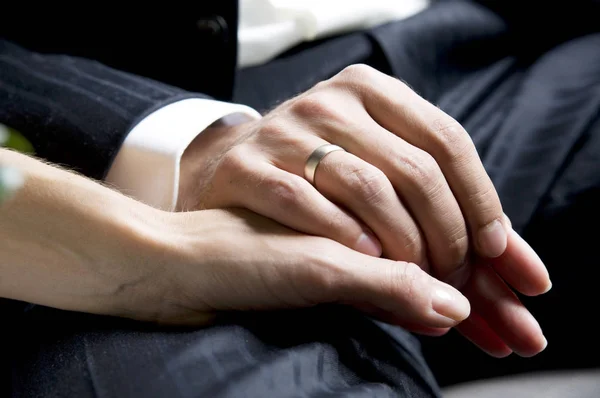 Closeup Business Couple Holding Hands — Stock Photo, Image