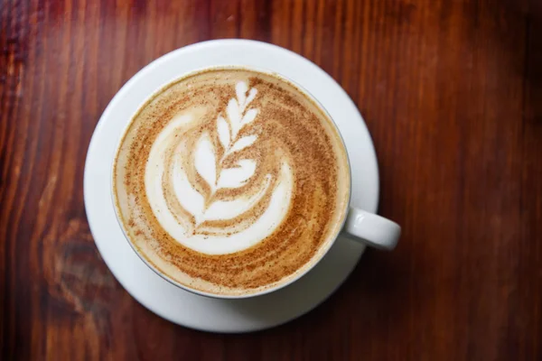 Tasse Kaffee Auf Holztisch — Stockfoto