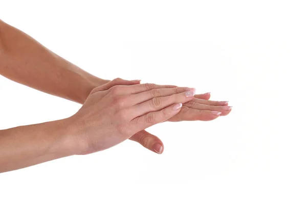 Beautiful Female Hands French Manicure — Stock Photo, Image