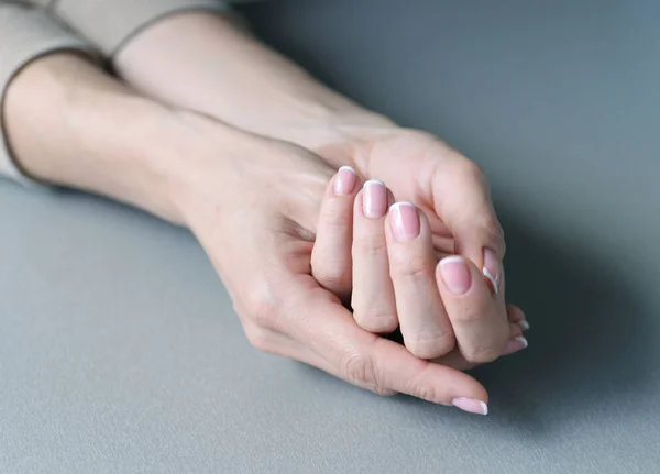 Beautiful Female Hands French Manicure — Fotografie, imagine de stoc