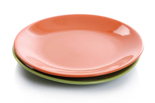 Orange Green Plates Isolated White Background — Stock Photo, Image
