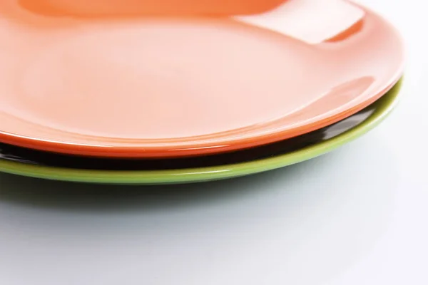 Orange Green Plates Isolated White Background — Stock Photo, Image