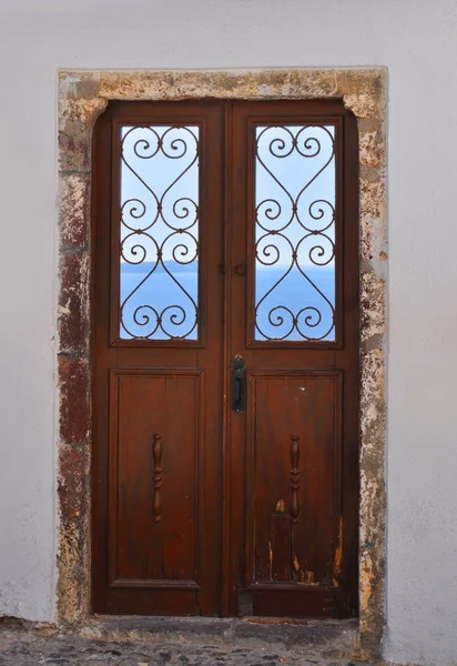 Wooden Door White Wall — Stock Photo, Image