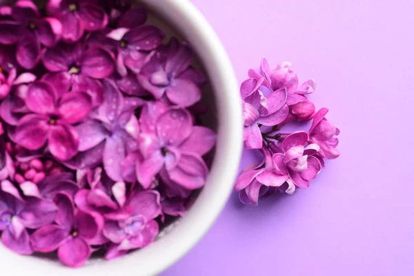 Flores Color Lila Brillante Taza Blanca —  Fotos de Stock