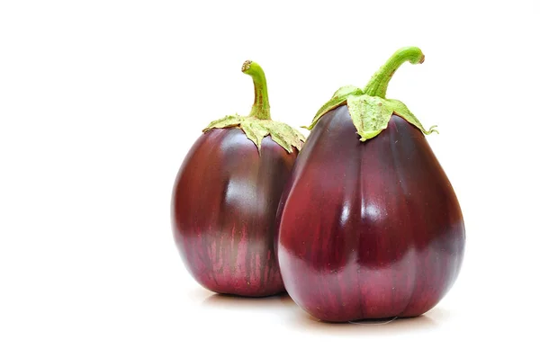 Reife Auberginen Gemüse Isoliert Auf Weißem Hintergrund — Stockfoto