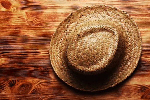 Yellow Wicker Straw Hat Background — Zdjęcie stockowe