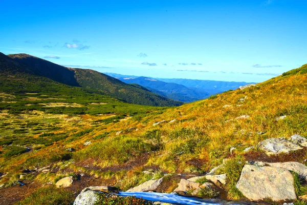 山の峰 森林斜面 石の場所とカルパチアの風景  — 無料ストックフォト