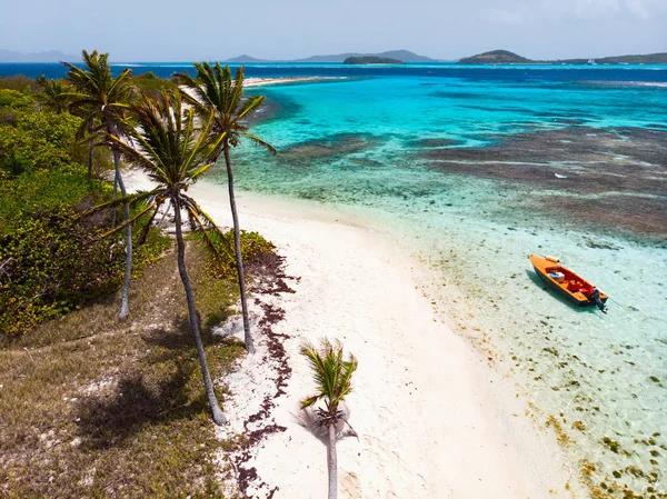 Letecká Dron Pohled Tropických Ostrovů Tyrkysové Karibské Moře Tobago Cays — Stock fotografie