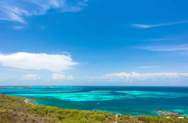 Aerial View Tropical Islands Turquoise Caribbean Sea Vincent Grenadines — Stock Photo, Image