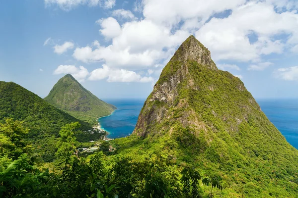 Iconic View Piton Mountains Lucia Island Caribbean — Stock Photo, Image