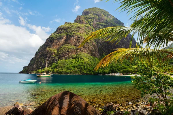 Hermosa Vista Montaña Petit Piton Isla Santa Lucía Caribe — Foto de Stock