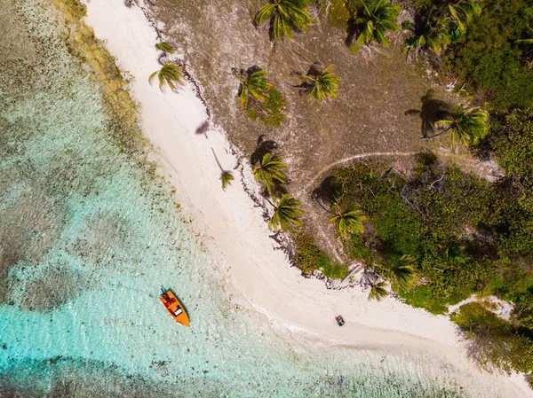 Aerial Drönarvy Petit Tabac Tropisk Turkosa Karibiska Havet Tobago Cays — Stockfoto