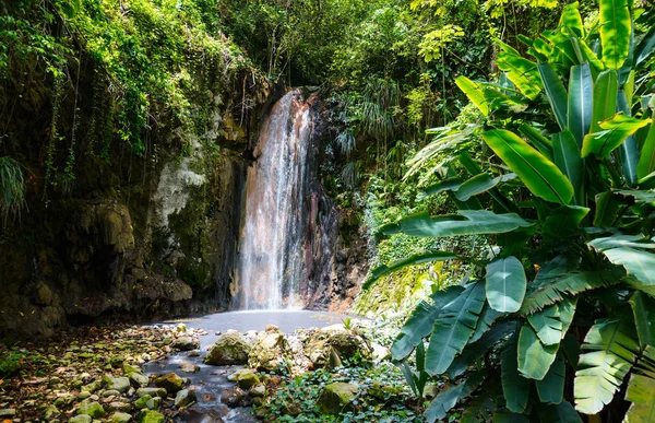 Beautiful Landscape Diamond Waterfall Saint Lucia Island Caribbean — Stock Photo, Image