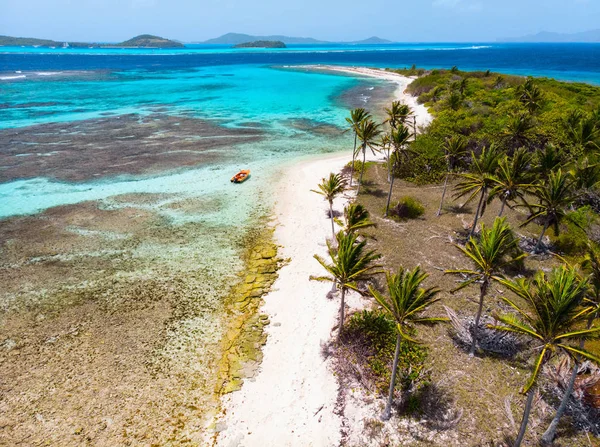 Widok Anteny Drone Wysp Tropikalnych Turkusowe Wody Morza Karaibskiego Tobago — Zdjęcie stockowe