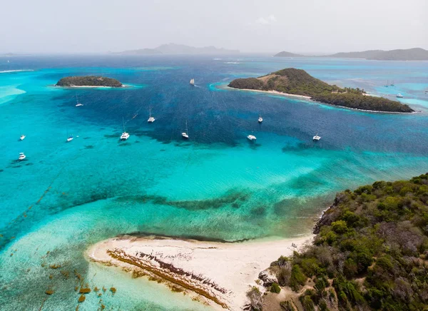 Vista Aérea Drones Islas Tropicales Cayos Turquesas Del Mar Caribe —  Fotos de Stock